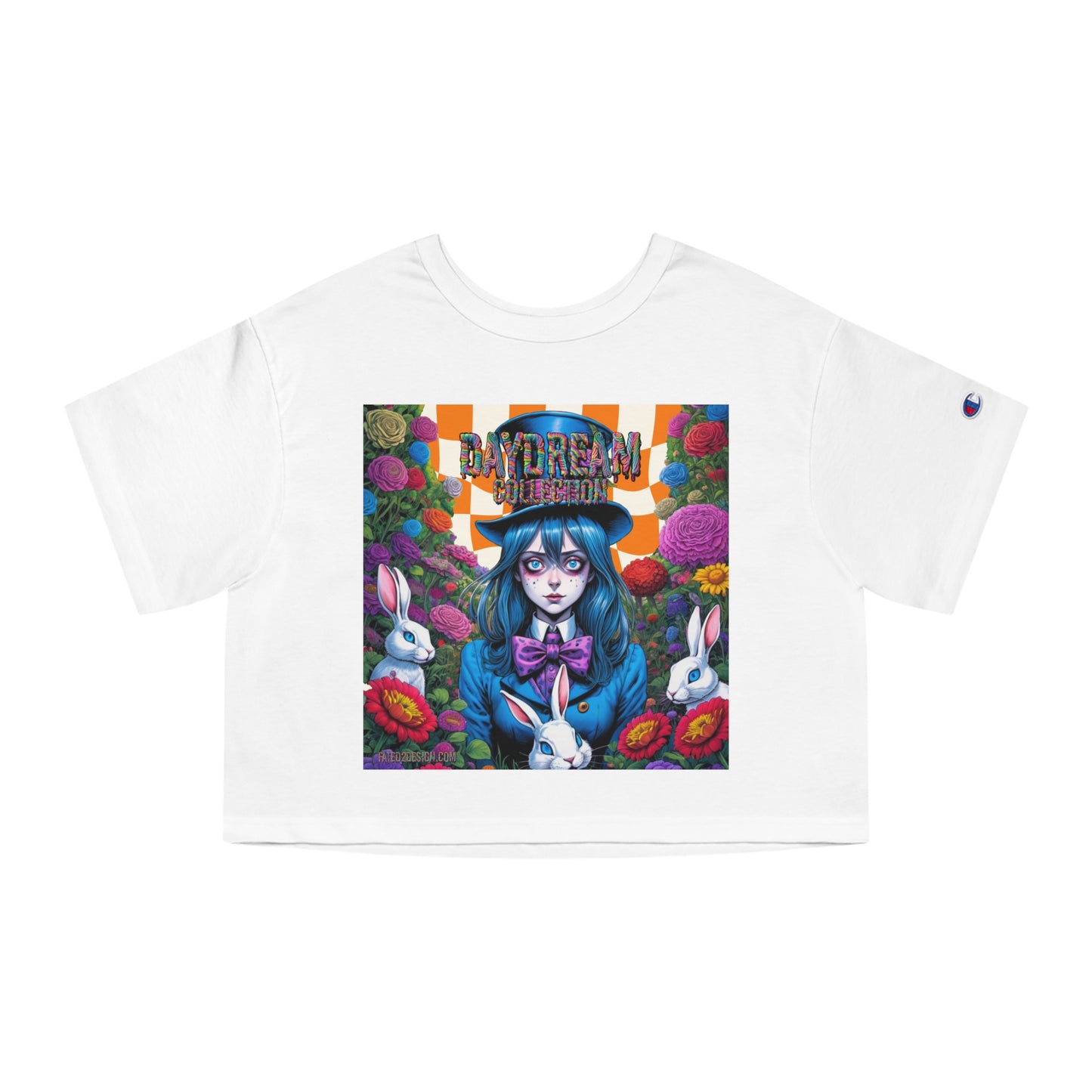 Orange Checkered Daydream Champion Cropped T-Shirt