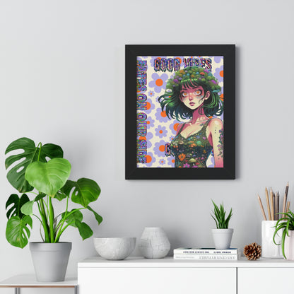 Good Vibes Flower Power - Framed Vertical Poster