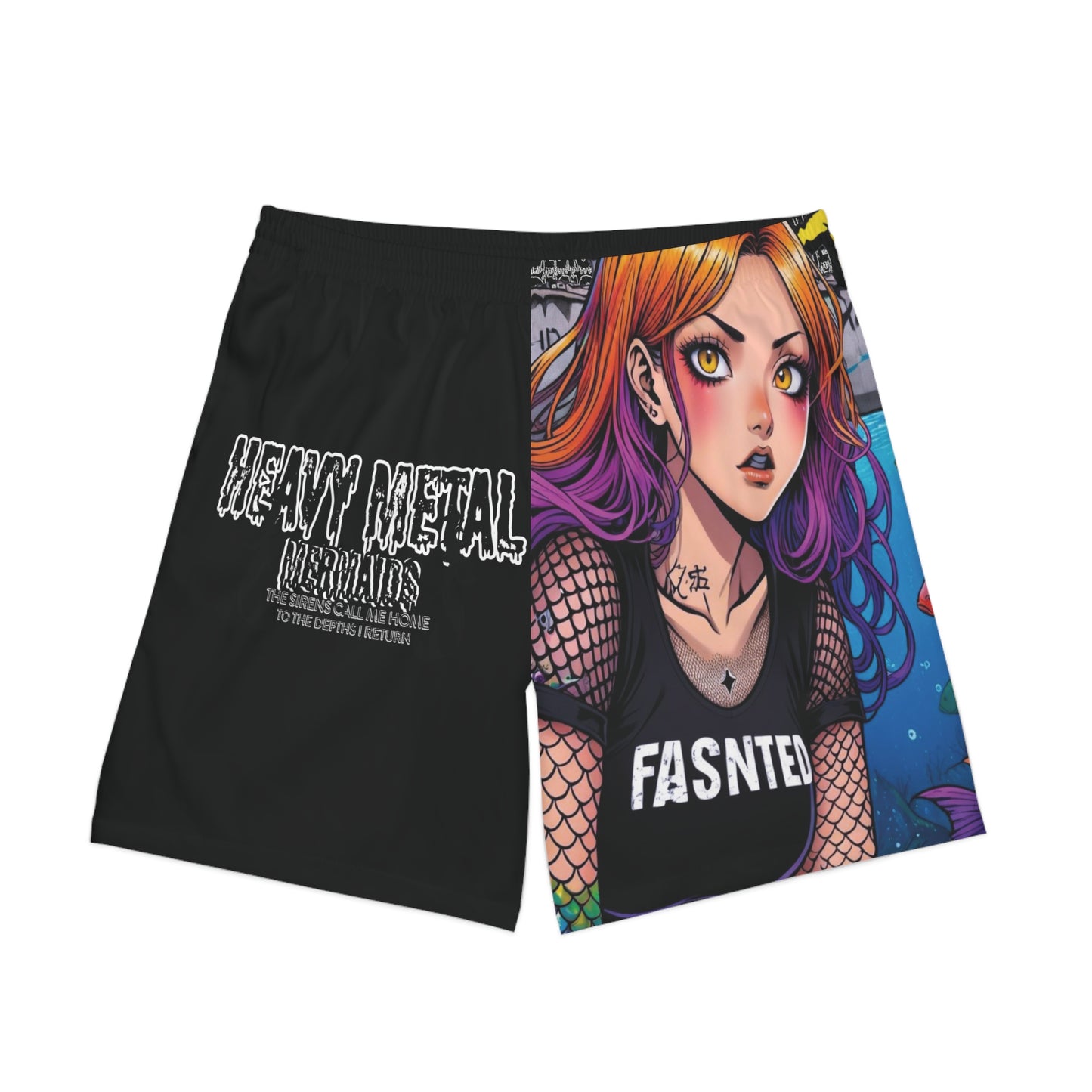 Heavy Metal Mermaid 5 - Men's Elastic Beach Shorts