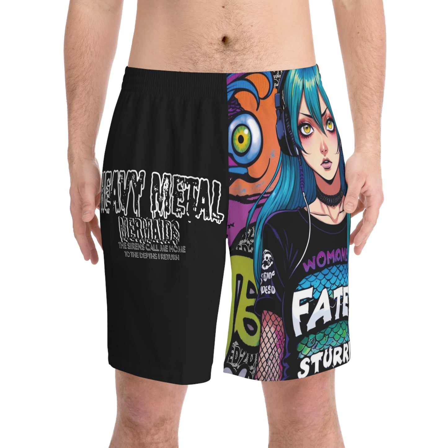 Heavy Metal Mermaid 4 - Men's Elastic Beach Shorts