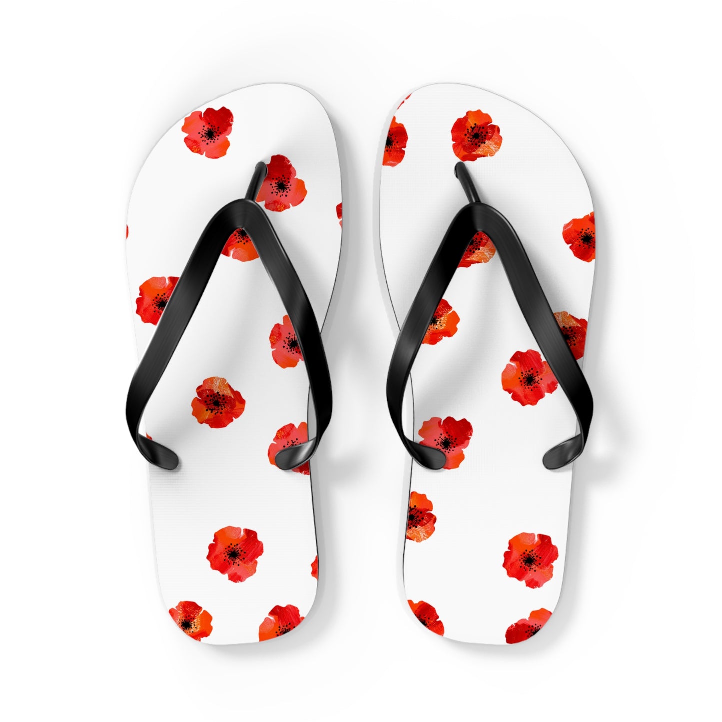 White and Red Flowers Fated MC Flip Flops