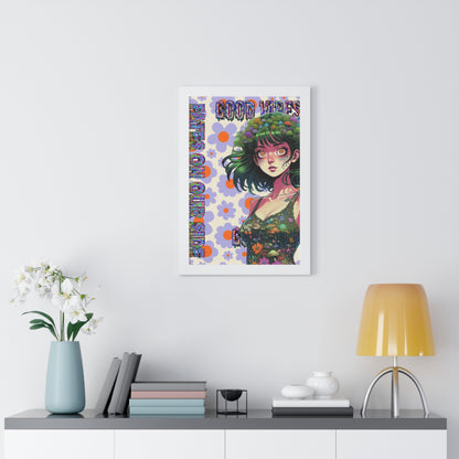 Good Vibes Flower Power - Framed Vertical Poster