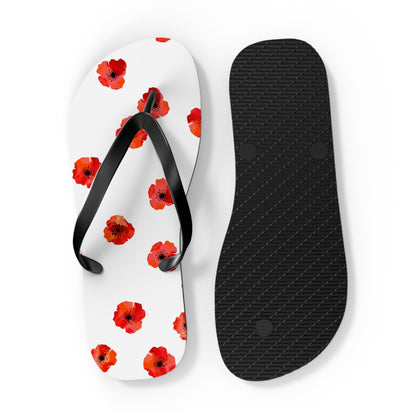 White and Red Flowers Fated MC Flip Flops