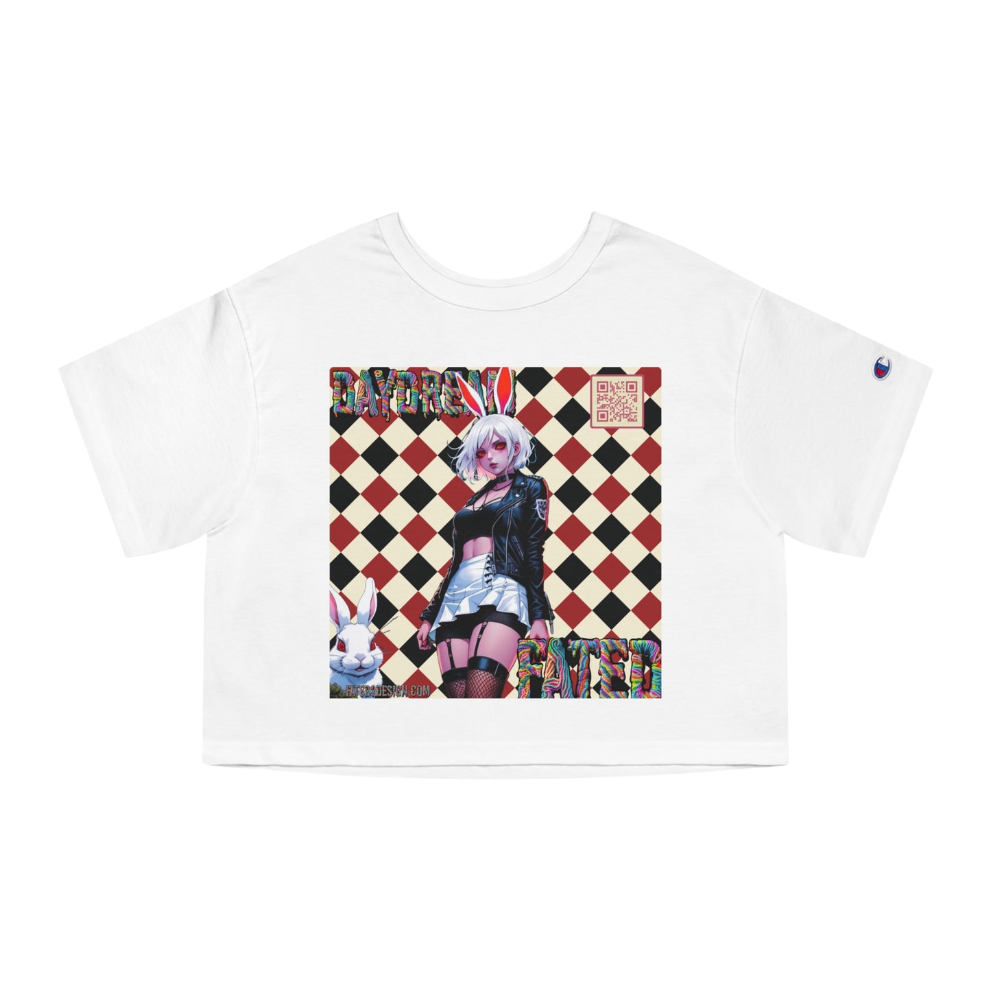 V2 Black and Red Checkered Daydream Champion Cropped T-Shirt