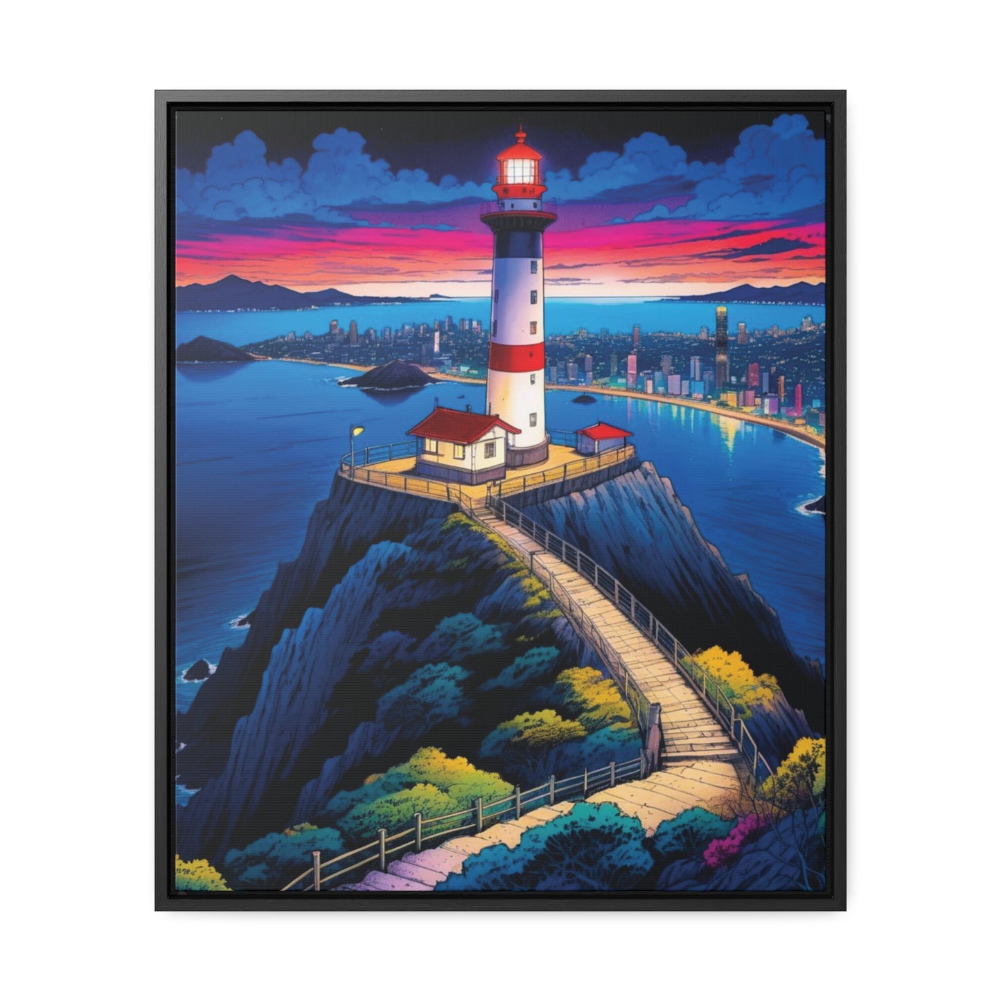 The Cliff Lighthouse 6 - Framed Wall Art