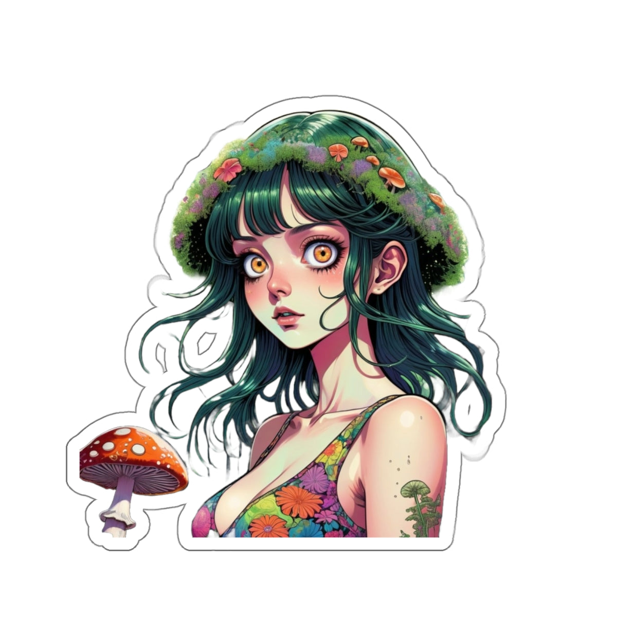 Mushroom Girl V6 Good Vibes Die-Cut Stickers