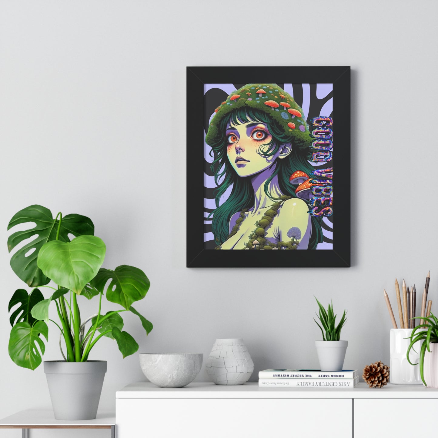 Good Vibes Mosshead - Framed Vertical Poster