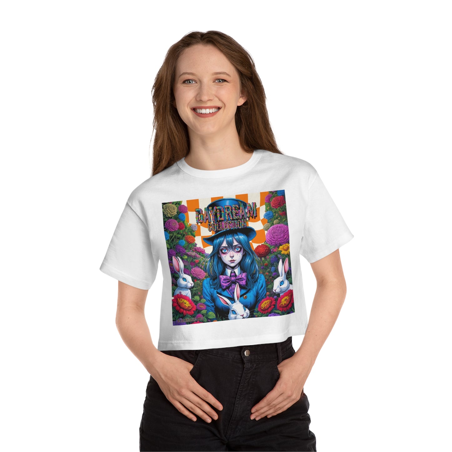 Orange Checkered Daydream Champion Cropped T-Shirt