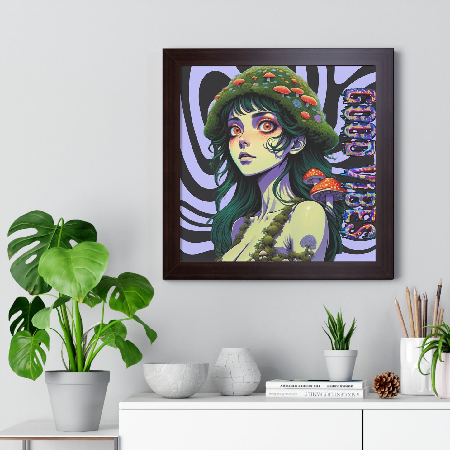 Good Vibes Mosshead - Framed Vertical Poster