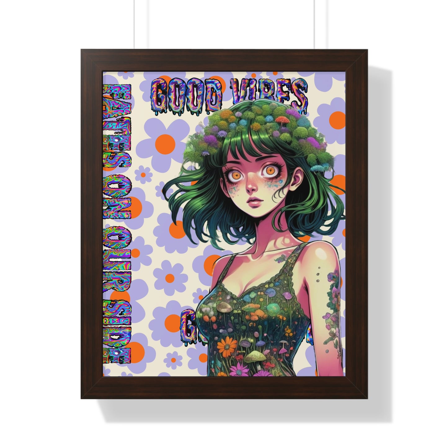 Good Vibes Flower Power - Framed Vertical Poster