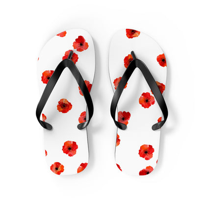 White and Red Flowers Fated MC Flip Flops