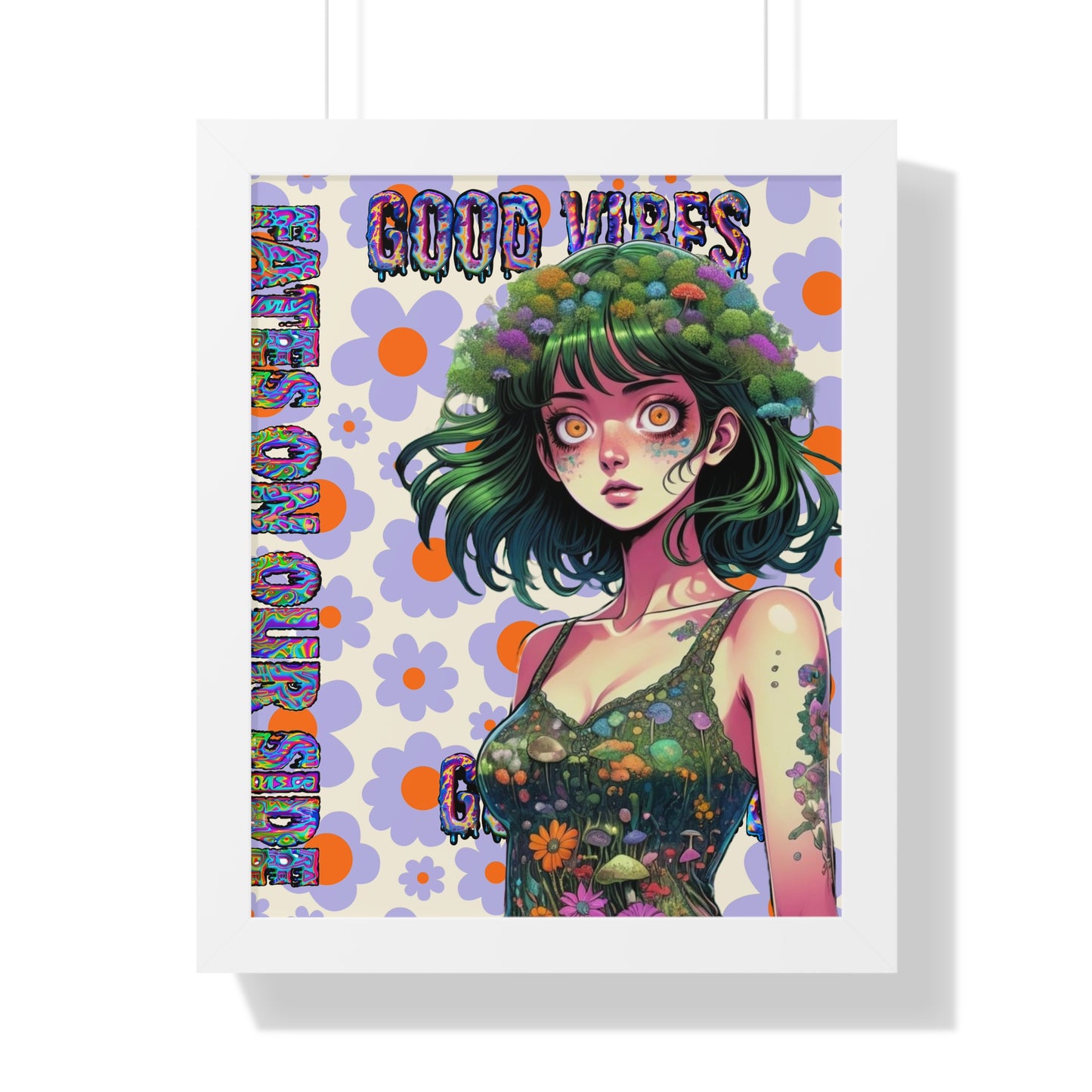 Good Vibes Flower Power - Framed Vertical Poster