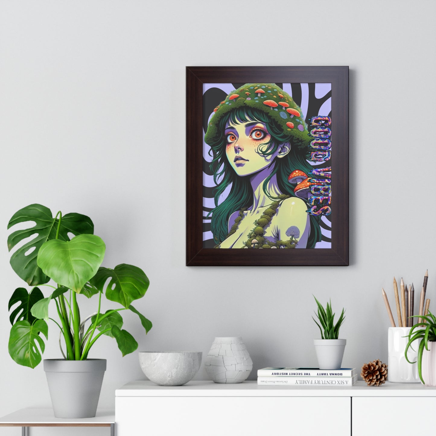 Good Vibes Mosshead - Framed Vertical Poster