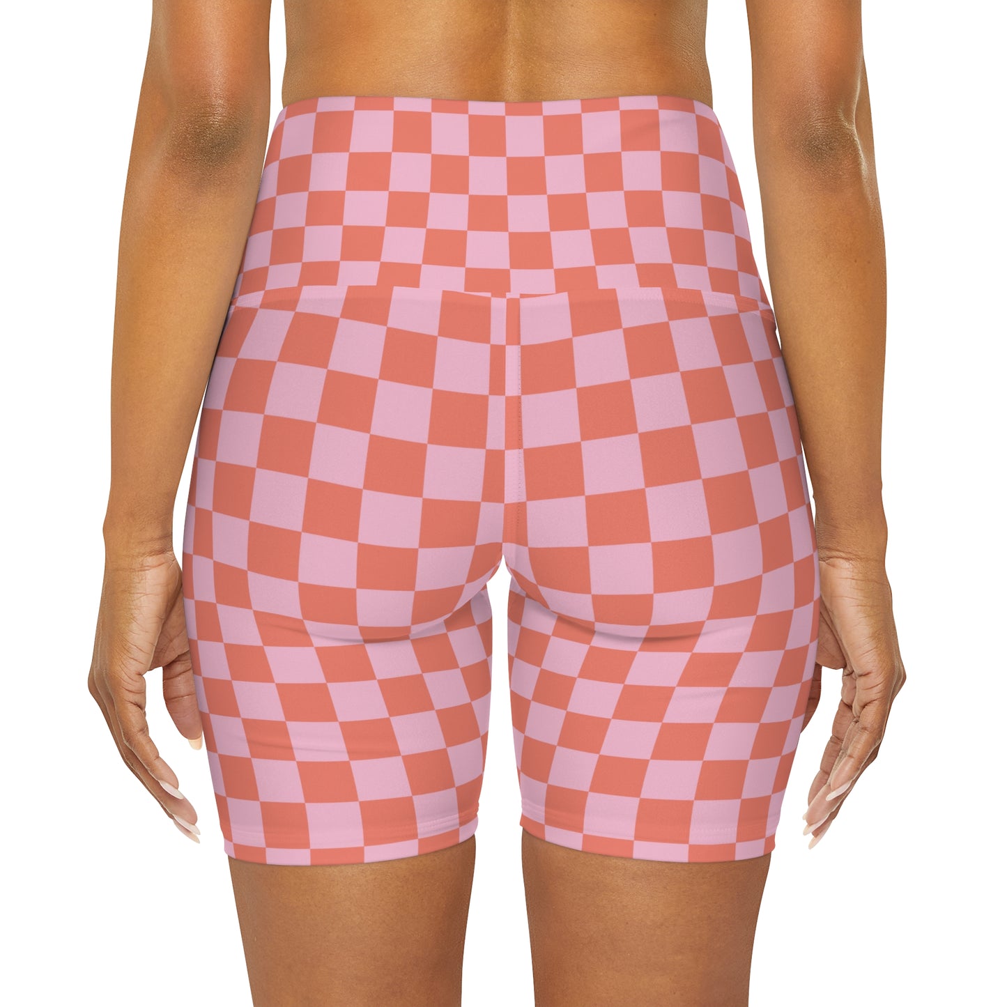 Pink Checkered Alice High Waisted Yoga Shorts