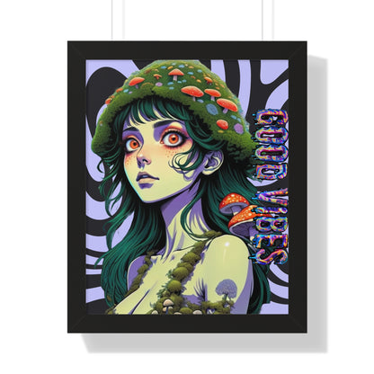 Good Vibes Mosshead - Framed Vertical Poster