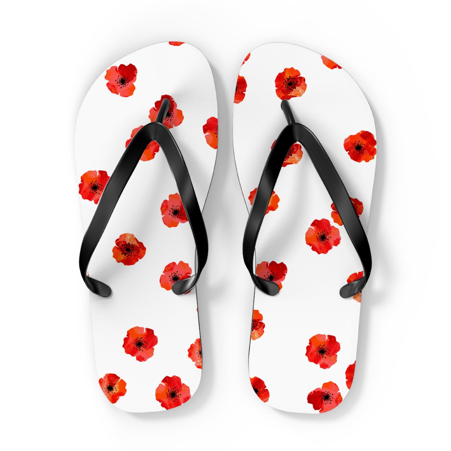 White and Red Flowers Fated MC Flip Flops