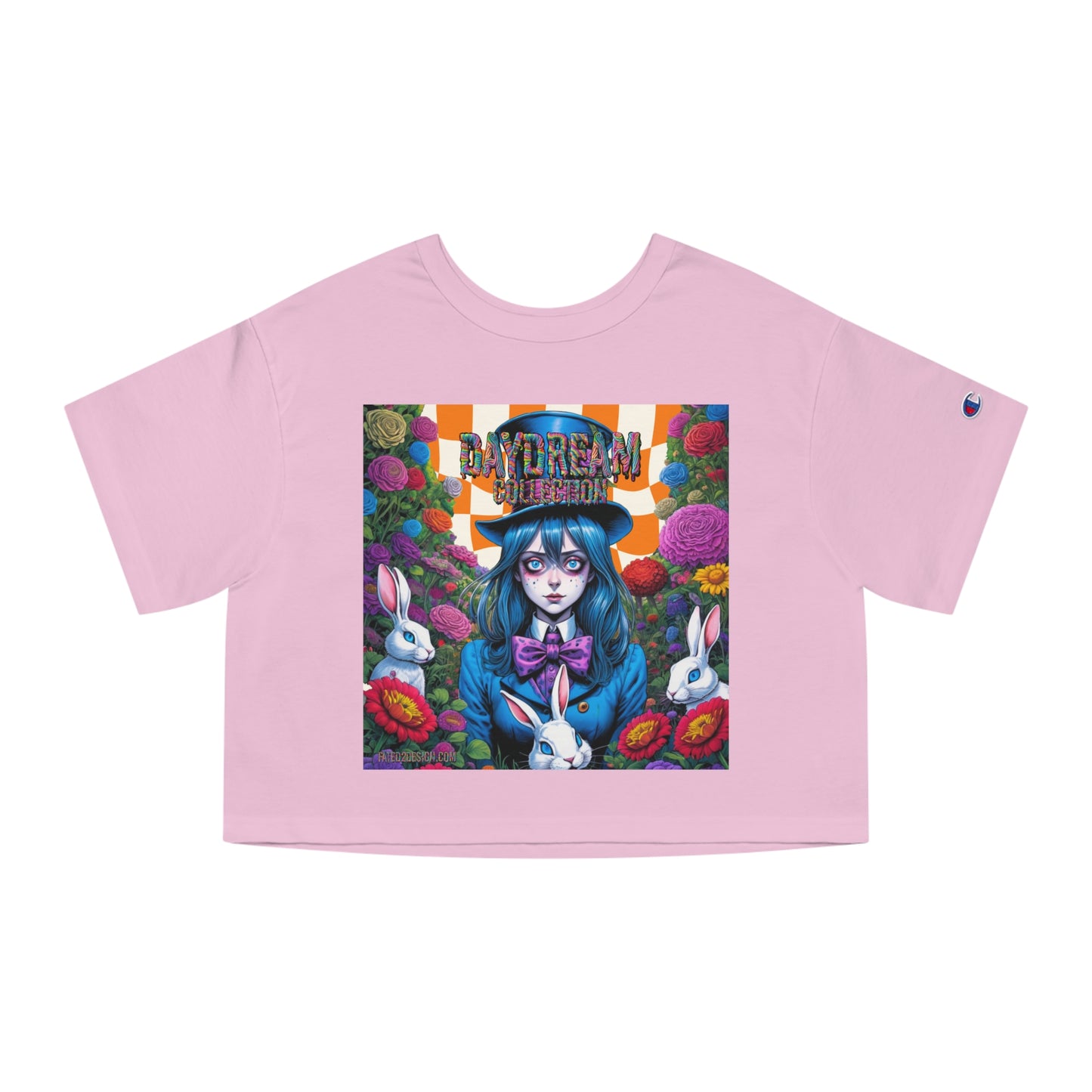 Orange Checkered Daydream Champion Cropped T-Shirt