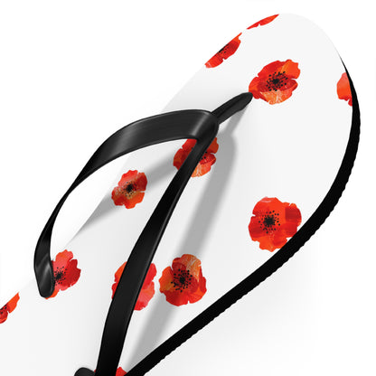 White and Red Flowers Fated MC Flip Flops