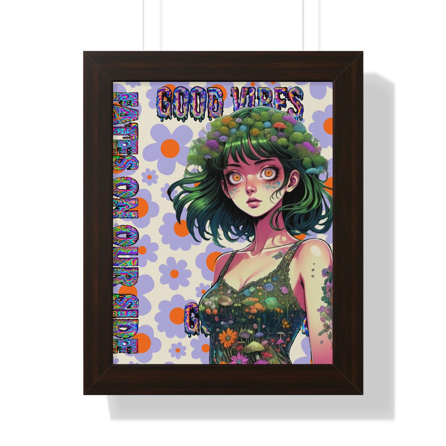 Good Vibes Flower Power - Framed Vertical Poster