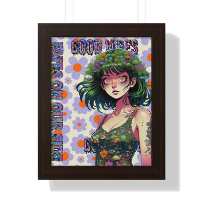 Good Vibes Flower Power - Framed Vertical Poster