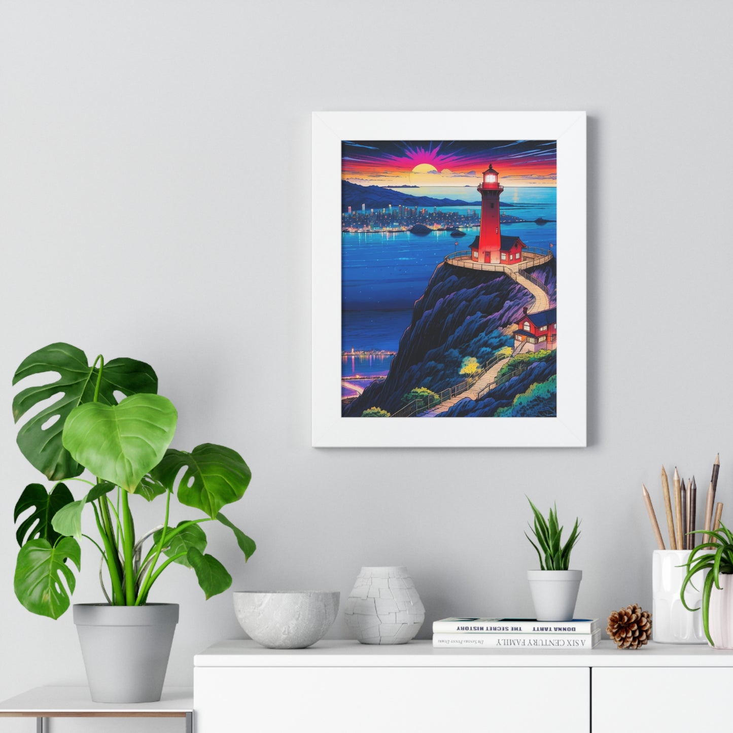Guide Us Cliff 7 Framed Vertical Poster