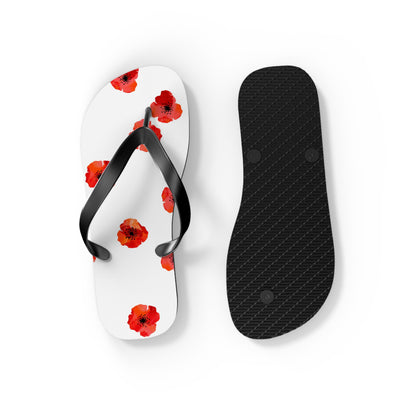 White and Red Flowers Fated MC Flip Flops
