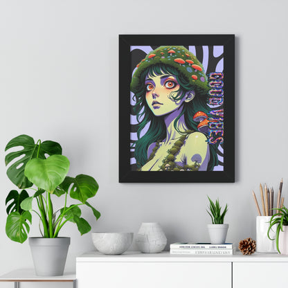 Good Vibes Mosshead - Framed Vertical Poster