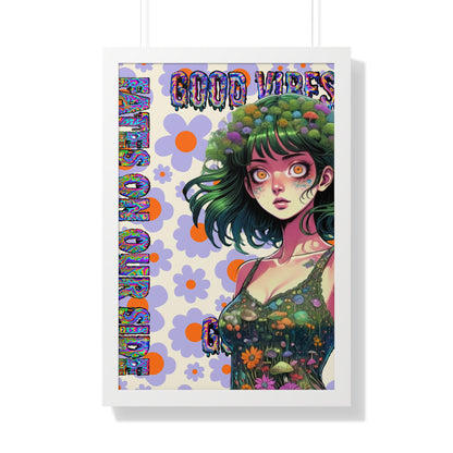 Good Vibes Flower Power - Framed Vertical Poster