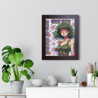 Good Vibes Flower Power - Framed Vertical Poster