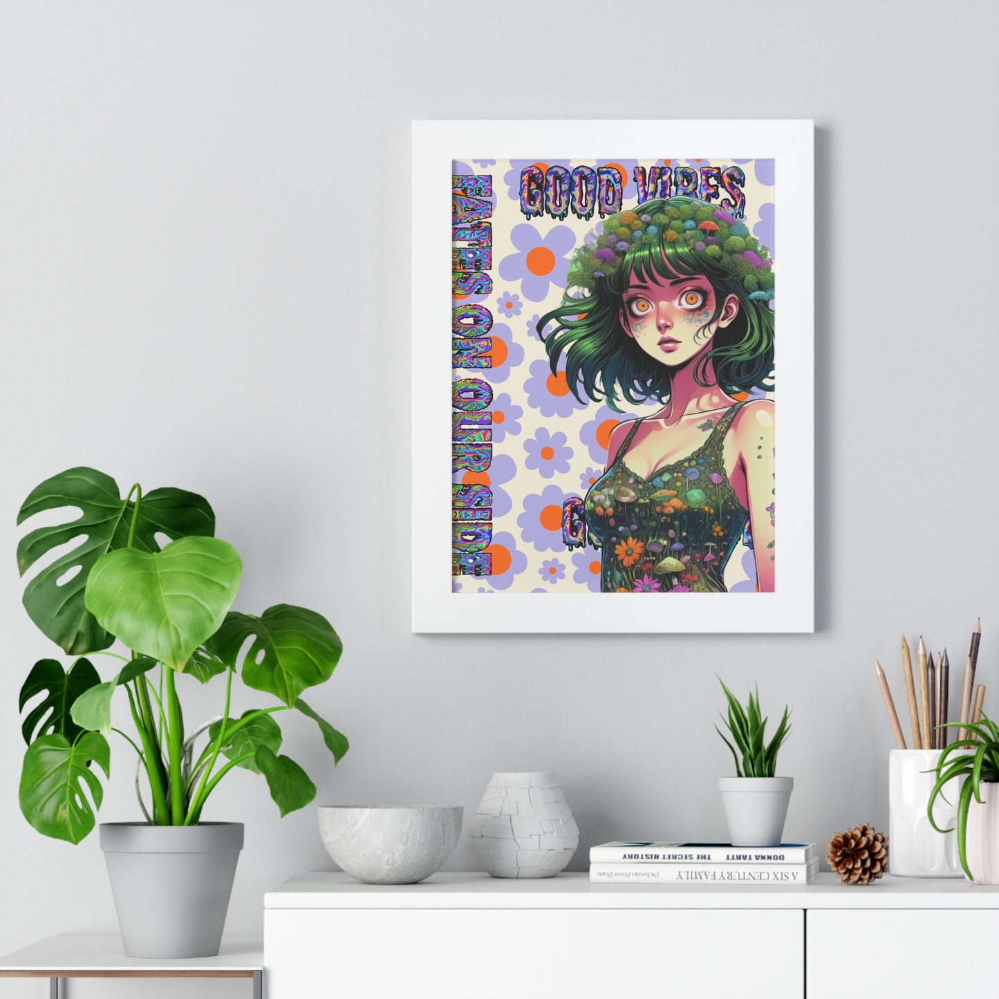 Good Vibes Flower Power - Framed Vertical Poster