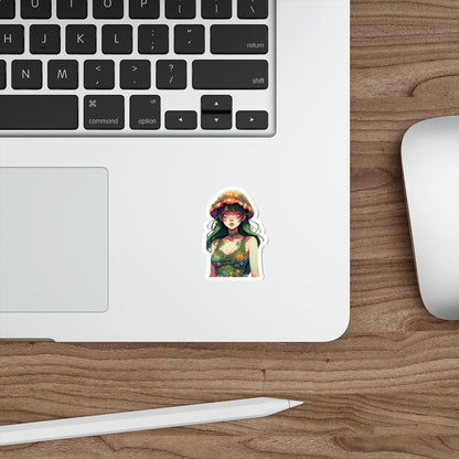 Mushroom Girl V4 Good Vibes Die-Cut Stickers