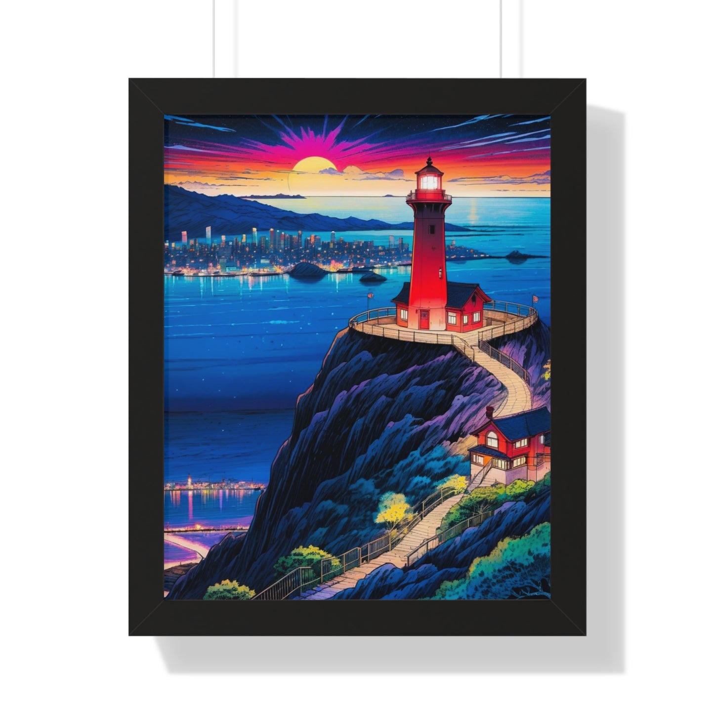 Guide Us Cliff 7 Framed Vertical Poster