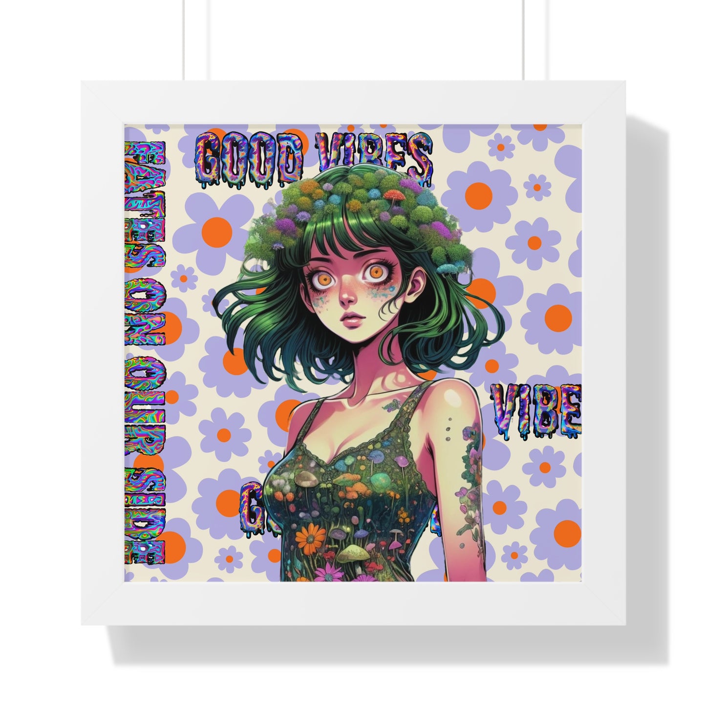 Good Vibes Flower Power - Framed Vertical Poster