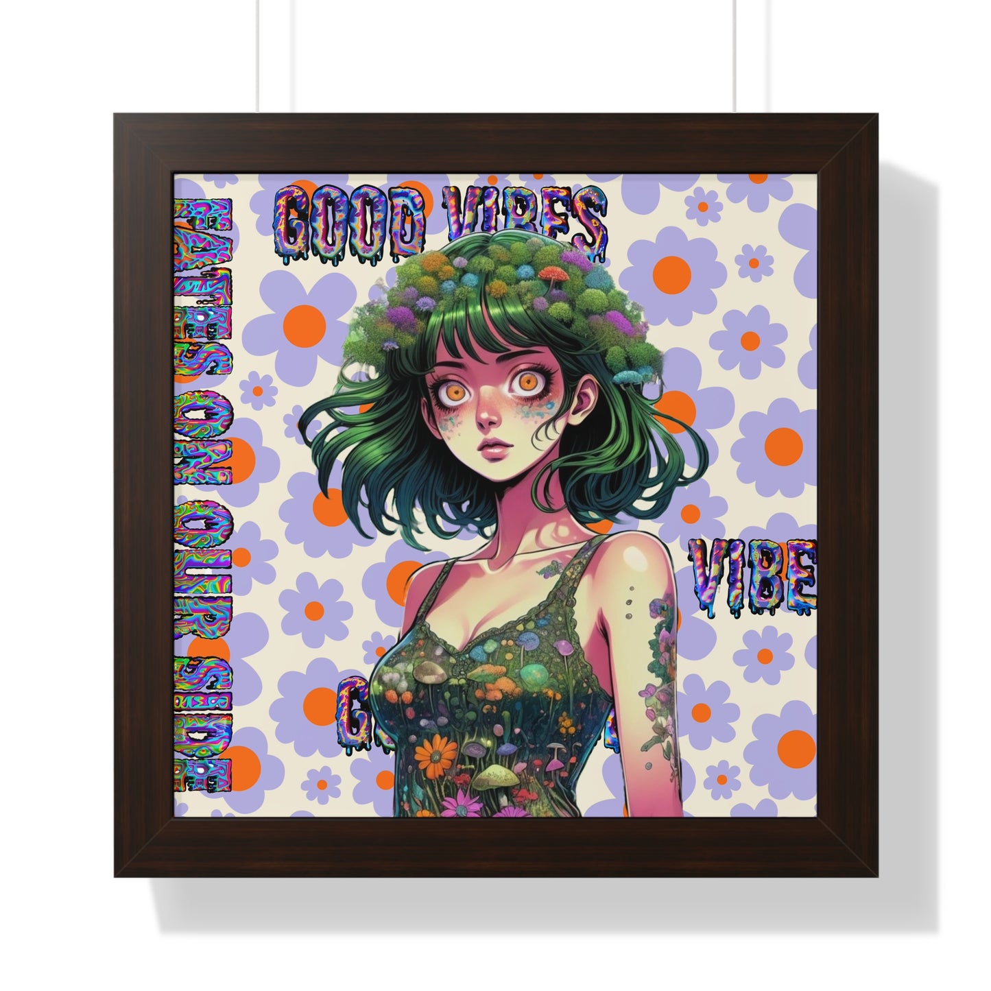 Good Vibes Flower Power - Framed Vertical Poster