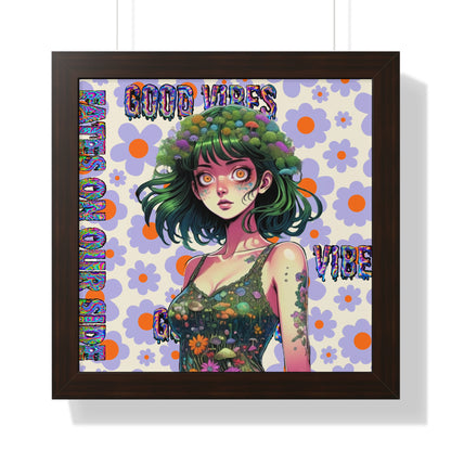 Good Vibes Flower Power - Framed Vertical Poster