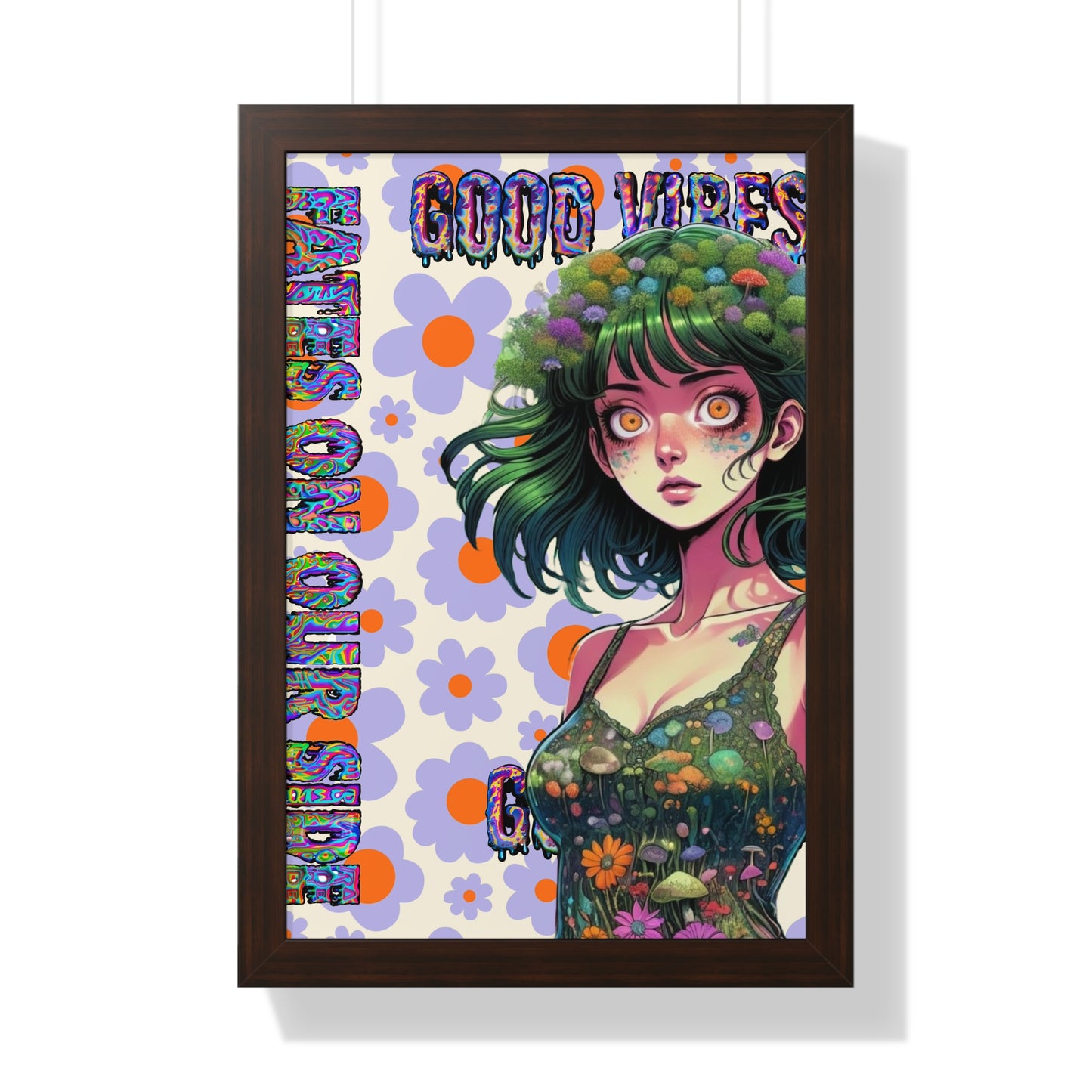 Good Vibes Flower Power - Framed Vertical Poster